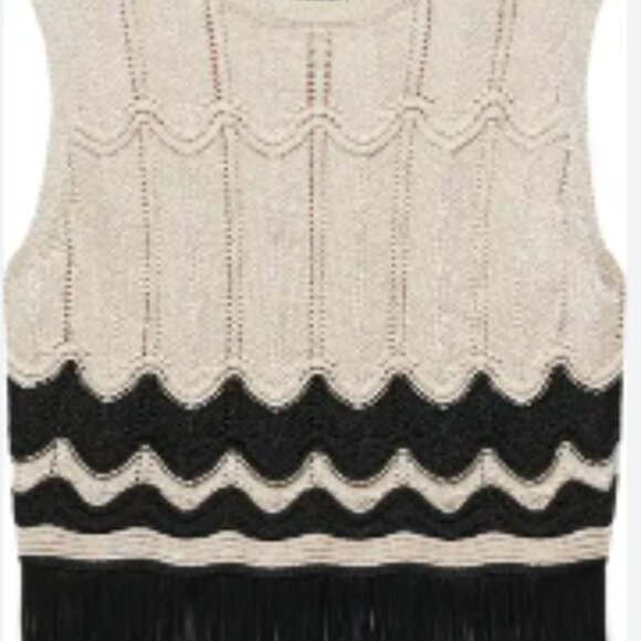 Mango Fringe Trim Crop Sweater Vest - Picture 1 of 3